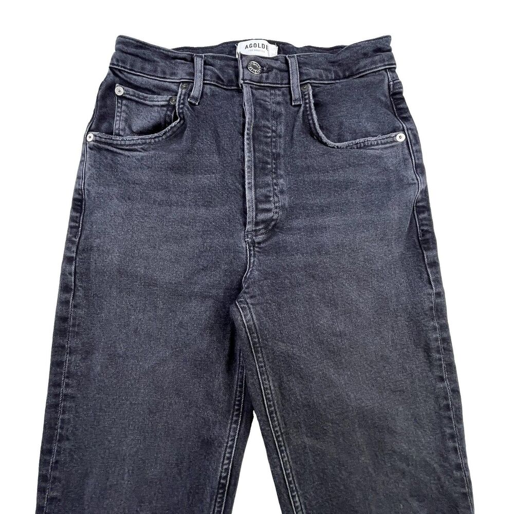 AGOLDE Riley Crop Jeans Women's Size 25 Black High Rise Straight Leg Stretch